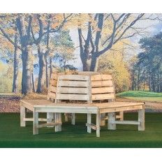 BANCO CIRCULAR PARA ARBOL EN PINO IMPREGNADO