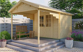 Casitas de madera con porche