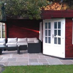 Casas de Madera Portugalete - Diáfana - 6 m2 - Modelo Stig - Casa de madera STIG - HOBYCASA-lasur rojo