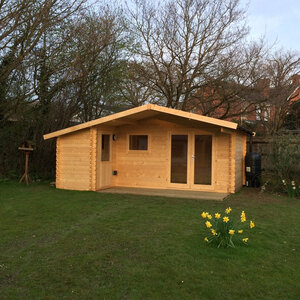 Casas de Madera Prefabricadas Galapagar - Diáfana - 11 m2 - Modelo Wolfgang - Cabaña de madera WOLFGANG césped