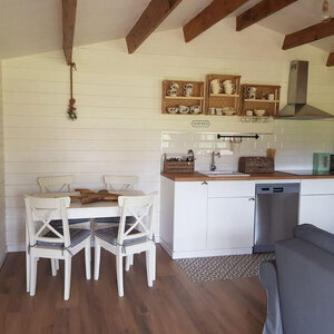 Casas de Madera Prefabricadas Jerez - 27 m2 diáfanos + 14 m2 de porche - Casas prefabricadas JEREZ 598x500+240cm - 44 MM - VISTA INTERIOR