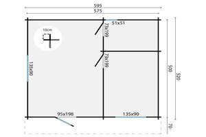 Casas de Madera Prefabricadas Cantabria - 1 dormitorio - 28 m2 - Casas de Madera CANTABRIA 28m2 - 44MM - PLANO