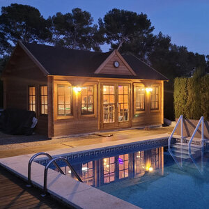 Casas de Madera Prefabricadas Huesca - Diáfana - 20 m2 - Modelo Clockhouse - Cabañas de madera originales CLOCKHOUSE - PISCINA