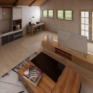 Casas de Madera Prefabricadas Tenerife-Helle - 33 m2 - Diáfana - Casas de madera Tenerife diáfana  - Hobycasa salon