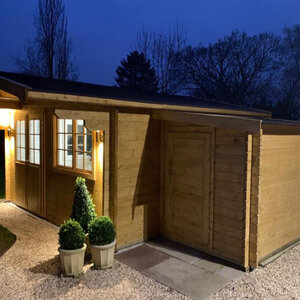 Casas de Madera Cieza - 16 m2 - Diáfana - Modelo Inge - Cabaña madera INGE - HOBYCASA-con-anexo