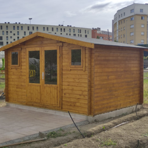 Casas de Madera Prefabricadas Álava - 10,6 m2 - Diáfana - Modelo Juha - Caseta de madera JUHA 28MM - 400x300 cms ESQUINA