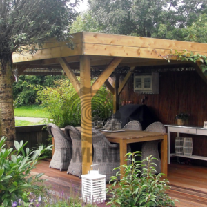 Pérgola Moderna de Madera tratada Grand - Medidas 445x445 cms - Pérgola Moderna Grand Tratada - 445x445 cms - exterior