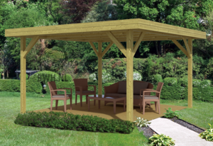 Pérgola Moderna de Madera tratada Grand - Medidas 445x445 cms - CENADORES TECHO PLANO 445x445 CMS- MODERN GRANDE