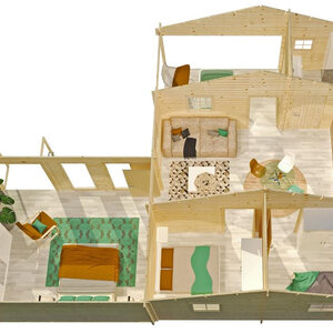 Casas Prefabricadas de Madera Catalunya - 3 dormitorios - 66 m2 - Casas prefabricadas CATALUNYA 66 m2 - DISTRIBUCIÓN