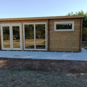 Casas de Madera Prefabricadas Denia - 1 dormitorio - 22 m2 - Modelo Flow - Casas de madera modernas FLOW vista frontal