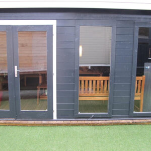 Casas de Madera Elche - 18 m2 - Diáfana - Modelo Annabel - Casas de madera ANNABEL - HOBYCASA - gris frente