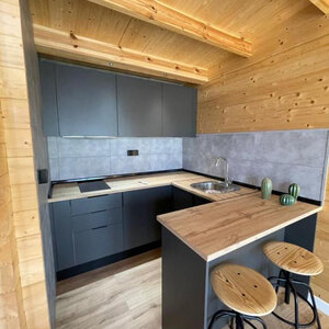 Casas de Madera Prefabricadas Cambrils - 2 dormitorios - 35 m2 - Modelo Flat - CASAS DE MADERA MODERNAS FLAT COCINA