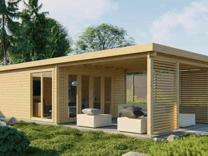 Casas de Madera Prefabricadas Huelva - 18 m2 diáfanos y 15 m2  de porche