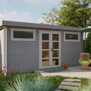 Casas de Madera Prefabricadas Irún - 13,4 m2 - Diáfana - Modelo Zutphen-Zerja - Casa de madera moderna ZUTPHEN color gris