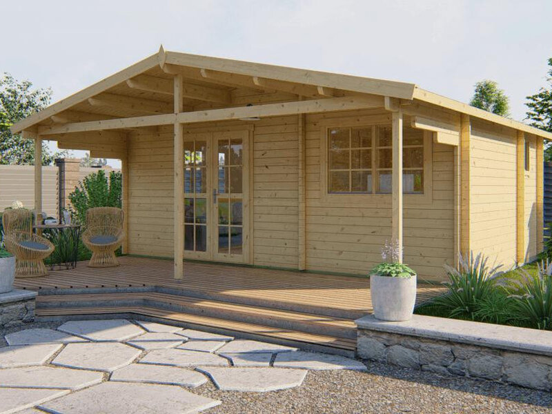 Casas de Madera Vigo - 1 dormitorio - 24 m2 + 12 m2 porche - Modelo Palmar