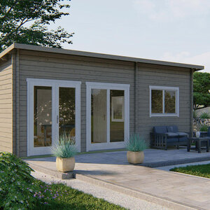 Casas de Madera Prefabricadas Cambrils - 2 dormitorios - 35 m2 - Modelo Flat - CASAS DE MADERA MODERNAS FLAT GRIS