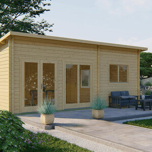 Casas de Madera Prefabricadas Cambrils - 2 dormitorios - 35 m2 - Modelo Flat - CASAS DE MADERA MODERNAS FLAT SIN COLOR