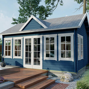 Casas de Madera Prefabricadas Huesca - Diáfana - 20 m2 - Modelo Clockhouse - Cabañas de madera originales CLOCKHOUSE - AZUL