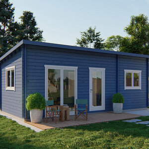 Casas de Madera Prefabricadas Las Palmas - 3 dormitorios - 50 m2 - CASA DE MADERA LAS PALMAS 50M2 - 44MM - AZUL