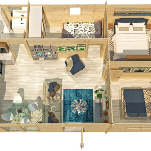 Casas de Madera Prefabricadas Las Palmas - 3 dormitorios - 50 m2 - CASA DE MADERA LAS PALMAS 50M2 - 44MM - INTERIOR
