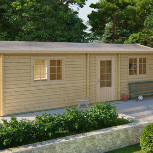 Casas Prefabricadas de Madera Girona - 1 dormitorio - 25 m2 - Modelo Ava - Casa de madera AVA - banco