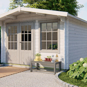 Casas de Madera Prefabricadas Sabadell - 14 m2 - Diáfana - Modelo Alex - Casa de madera moderna 350X450- 40MM ALEX blanco