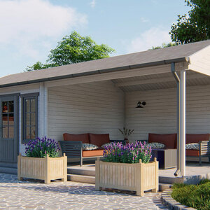 Casas de Madera Totana - Diáfana - 14 m2 - Modelo Kwaspa - Casa de madera porche adosado KWASPA - GRIS