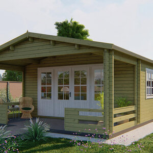 Casas de Madera Lepe - Diáfana - 22 m2 - Modelo Nottingham - Bungalow NOTTINGHAM - HOBYCASA verde