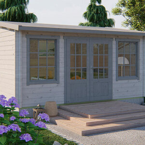 Casas de Madera Astorga - Diáfana - 19 m2 - Modelo Meaghan - Caseta MEAGHAN - HOBYCASA blanco