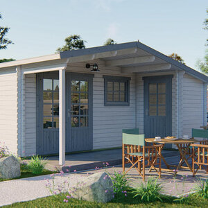 Casas de Madera Prefabricadas Galapagar - Diáfana - 11 m2 - Modelo Wolfgang - Cabaña de madera WOLFGANG blanco/gris