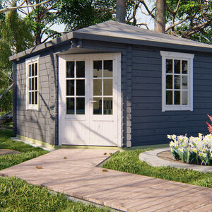 Casas de Madera Prefabricadas Villena - Diáfana - 13 m2 - Modelo Lotte - Caseta LOTTE - Hobycasa negra