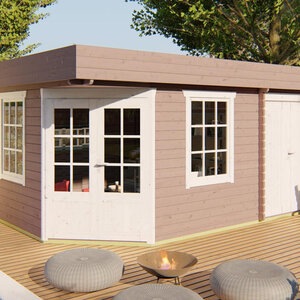 Casas de Madera Prefabricadas Salt - 2 estancias - 16 m2 - Modelo Helge - Caseta HELGE - Hobycasa roble