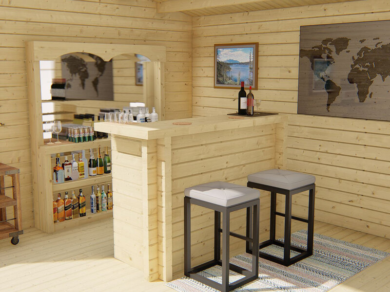 BARRA DE BAR PARA CASA DE MADERA 180x244