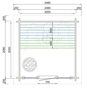 SAUNA TAMPERE XXS DE ABETO - 208X208 CMS - SAUNA TAMPERE PLANO