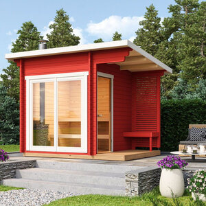SAUNA TAMPERE XS DE ABETO - 208X208+50 CMS - SAUNA TAMPERE ROJO
