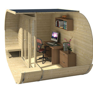 Saunas diseño original - Oval de Abeto - Medidas 405X240 CMS - SAUNA EN FORMA OVAL DE ABETO DE 405X240 CMS INTERIOR OFICINA