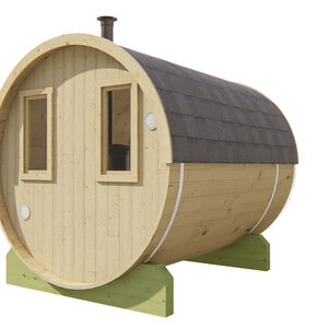 Sauna Barril de Abeto - 205 diámetro - 250 cms de largo - SAUNA BARRIL DE ABETO DE DIAMETRO 195 Y 250 CMS DE LARGO - TRASERA