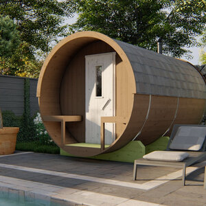 Sauna Barril de Abeto - 205 diámetro - 350 cms de largo - SAUNA BARRIL DE ABETO DE DIAMETRO 205 Y 350 CMS DE LARGO - ROBLE