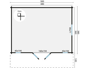 Casas de Madera Prefabricadas Yecla - Diáfana - 17 m2 - Modelo Gustav - Casas de madera GUSTAV - HOBYCASA plano