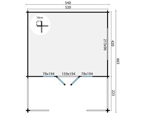 Casas de Madera Lepe - Diáfana - 22 m2 - Modelo Nottingham - Bungalow NOTTINGHAM - HOBYCASA plano