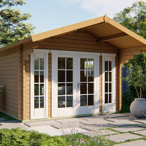 Casas de Madera Prefabricadas Ontinyent - Diáfana - 13 m2 - Modelo Sören - Caseta Sören - Hobycasa puertas blancas
