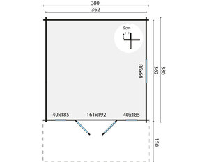 Casas de Madera Prefabricadas Ontinyent - Diáfana - 13 m2 - Modelo Sören - Caseta Sören - Hobycasa plano