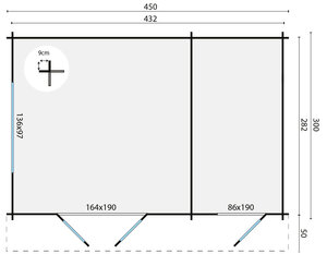 Casas de Madera Fraga - 2 estancias - 12 m2 - Casitas de madera FRAGA plano