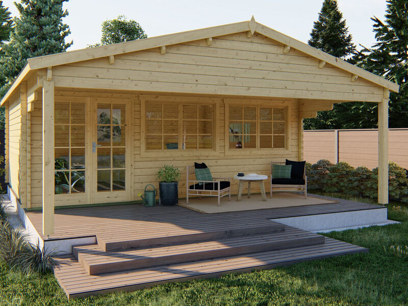 Casas de Madera Prefabricadas Jerez - 27 m2 diáfanos + 14 m2 de porche