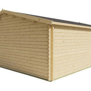 Casas de Madera Prefabricadas Jerez - 27 m2 diáfanos + 14 m2 de porche - Casas prefabricadas JEREZ 598x500+240cm - 44 MM - TRASERA