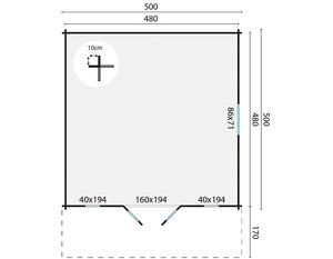 Casas de madera Tortosa - 23 m2 - Diáfana - Modelo Emiel - Casas de madera EMIEL - HOBYCASA plano