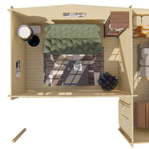 Casas de Madera Prefabricadas Galapagar - Diáfana - 11 m2 - Modelo Wolfgang - Cabaña de madera WOLFGANG interior render