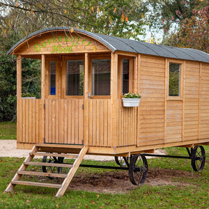Casas de Madera Badajoz - 10 m2 - Gypsy Caravan - Modelo Kathy - Mini casa sobre ruedas - HOBYCASA roble