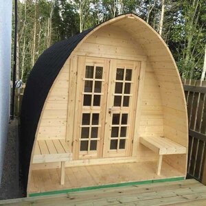 Cabaña de madera original Pod 400 - 240x400 cms - 28MM - Caseta POD 400 - PORTADA frontal sin lasur