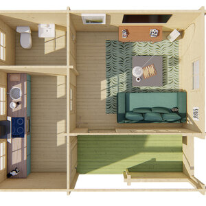 Casas Prefabricadas de Madera Orense - Con altillo - 26 m2 - Modelo Edelweiss - Casa de Campo EDELWEISS - PLANTA BAJA